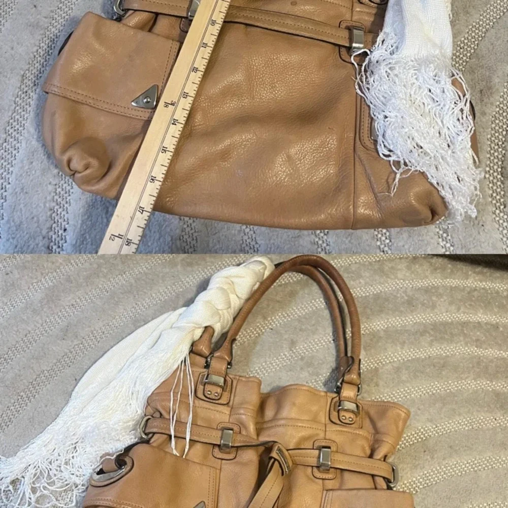 B Makowsky Belted Strap leather shoulder hobo Bag Punk Y2k Streetwear Chic